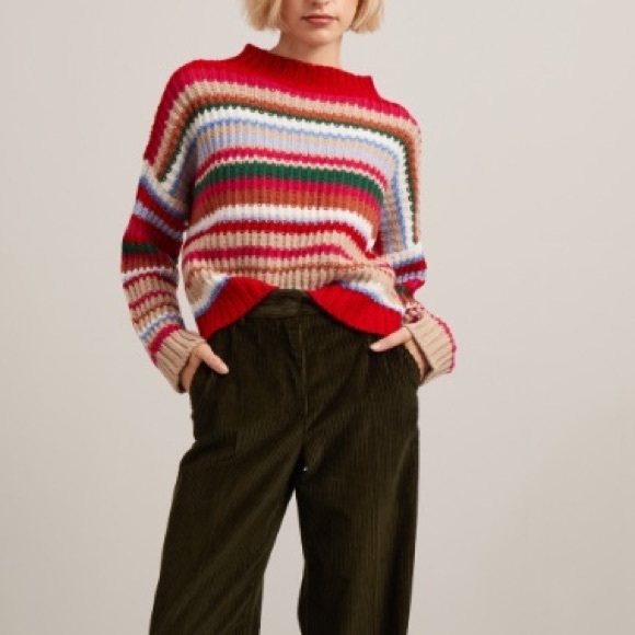 Weekend MaxMara Label-cut Multicolor Strips Wool Sweater Size:MediumUS4/6 Spring - Picture 2 of 16